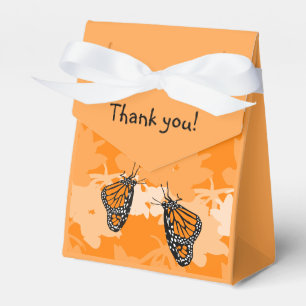Cute Birthday Party Orange Monarch Butterfliy Pair Favour Box
