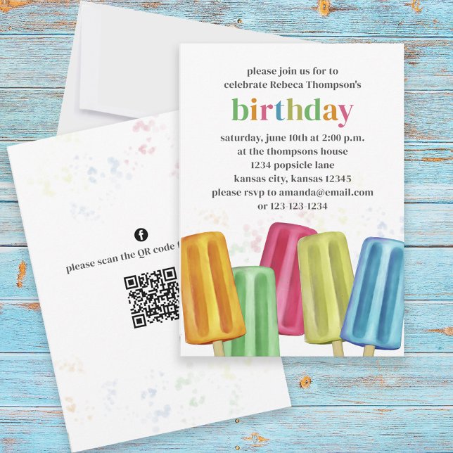 Cute Birthday Party Summer Popsicles Invitation (Creator Uploaded)