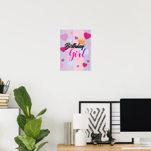 Cute birthday poster for little girls