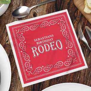 Cute Birthday Simple Rodeo Typography Red Bandanna Napkin