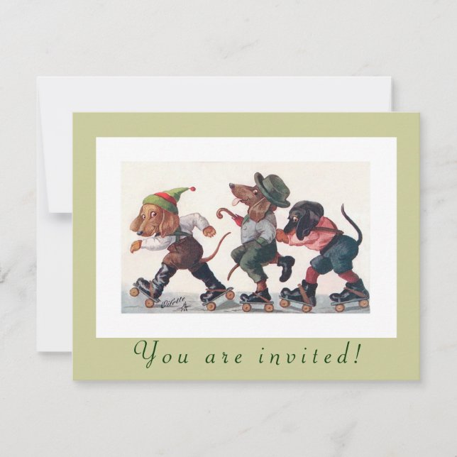 Cute Birthday Skating Party Funny Animals Invitation (Front)