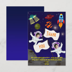 Cute Birthday Space Astronaut Thank You Card