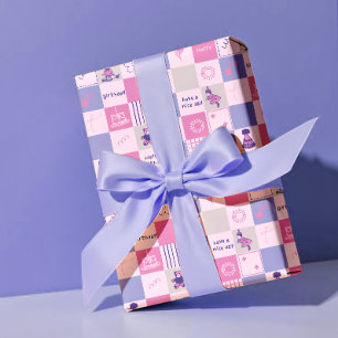 Cute Birthday Squares – Pink modern Pattern Wrapping Paper Sheet