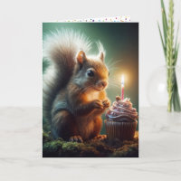 Cute Birthday Squirrel With Cupcake