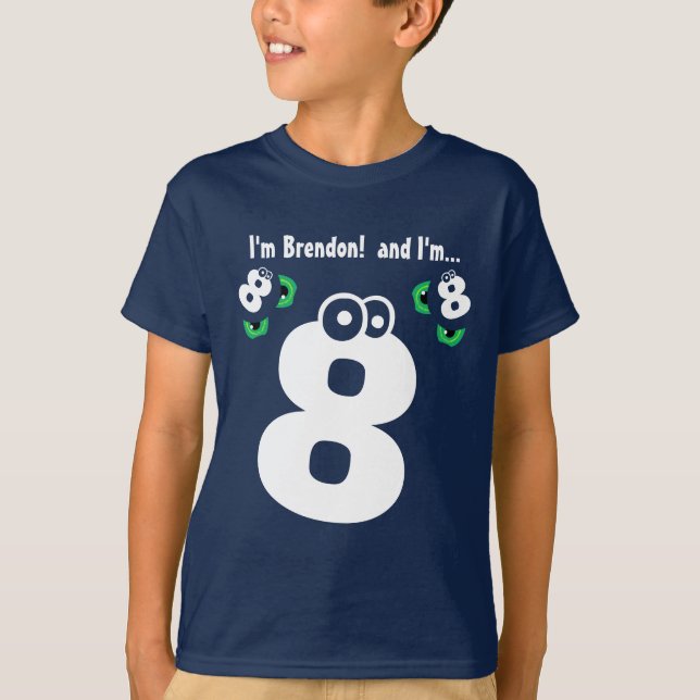 Cute Birthday Tee 8th Birthday Fun GREEN Number 2 (Front)