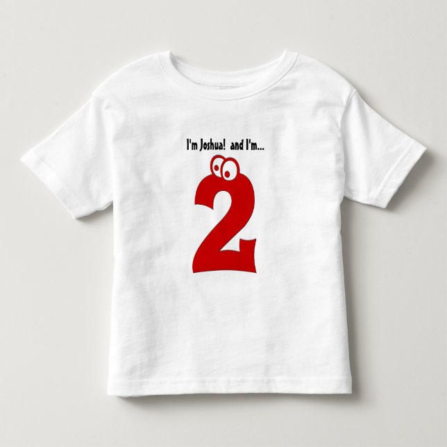 Cute Birthday Tee for Two Year Old Fun Red Number (Front)