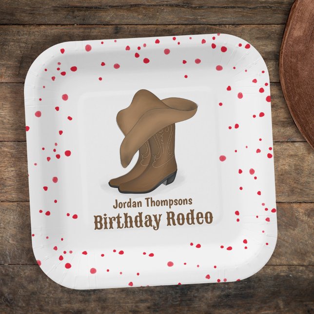 Cute Birthday Whimsical Cowboy Rodeo Simple Paper Plate (Creator Uploaded)