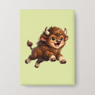 Cute Bison with Big Eyes Happy Wildlife Cartoon