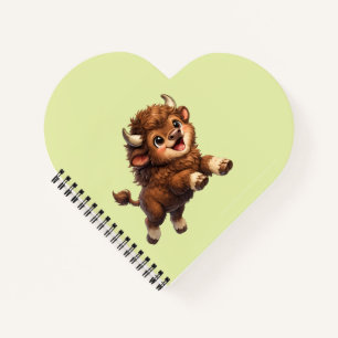 Cute Bison with Big Eyes Happy Wildlife Cartoon Notebook