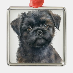 CUTE BLACK AFFENPINSCHER PUPPY DOG METAL TREE DECORATION