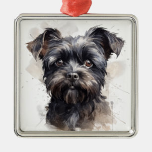 CUTE BLACK AFFENPINSCHER PUPPY DOG METAL TREE DECORATION