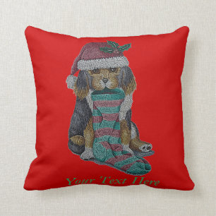 cute black and brown puppy dog for christmas cushion