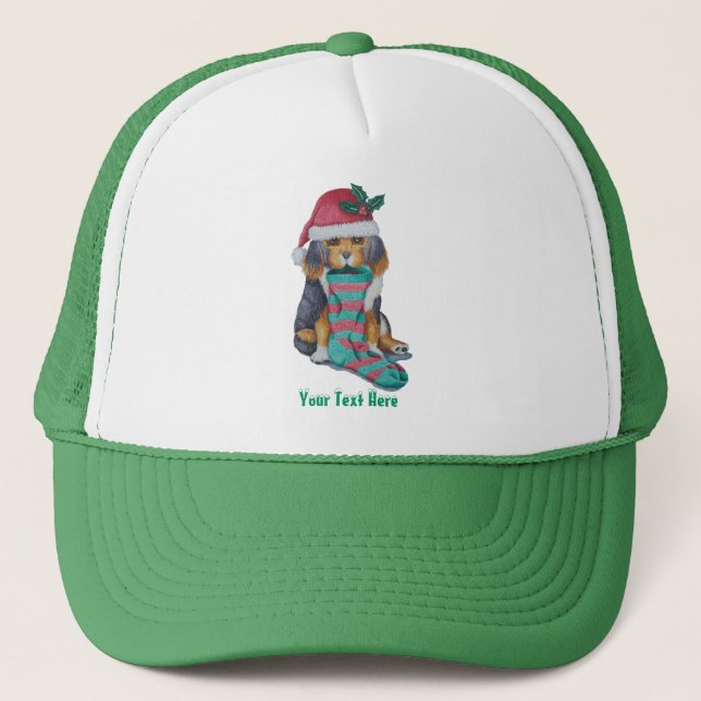 cute black and brown puppy for christmas trucker hat (Front)