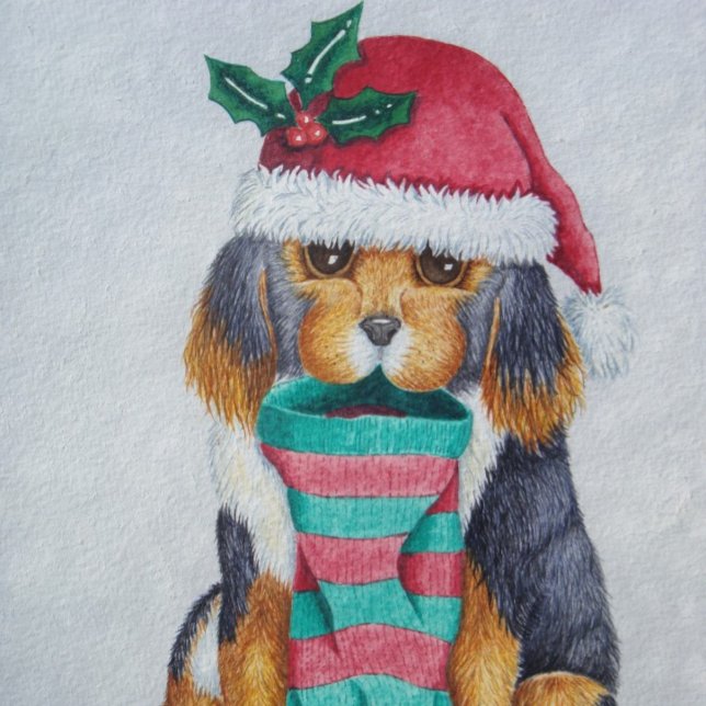 cute black and brown puppy for mom at christmas holiday card (Creator Uploaded)