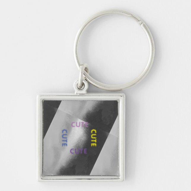 CUTE_ BLACK AND GRAY LIGHT(  Purple Yellow BLUE )  Key Ring (Front)