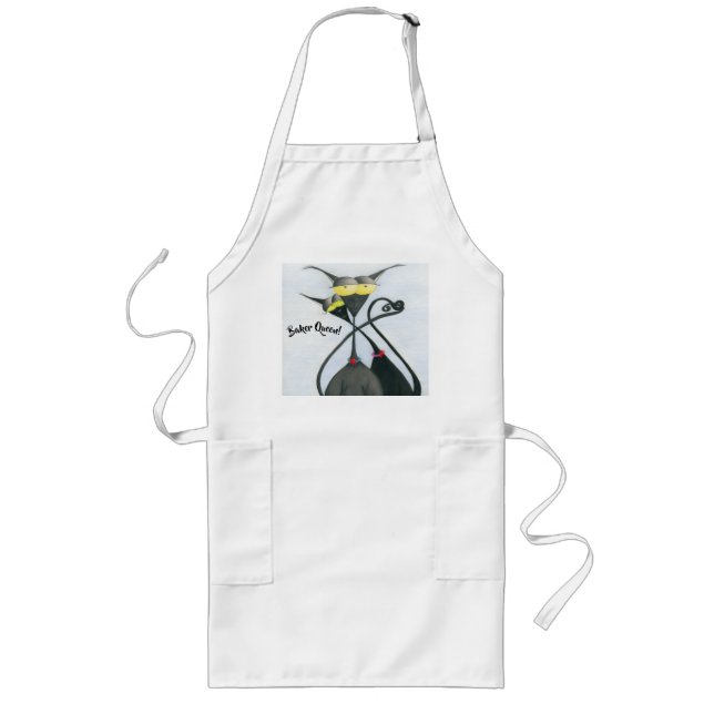 Cute Black and Grey Cat Cartoon Long Apron (Front)