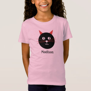 Cute Black and Orange Cat with Whiskers Kids T-Shirt