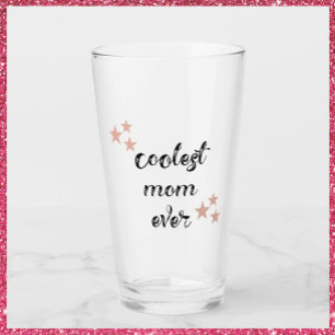 Cute Black and Pink Coolest Mum Ever Glass