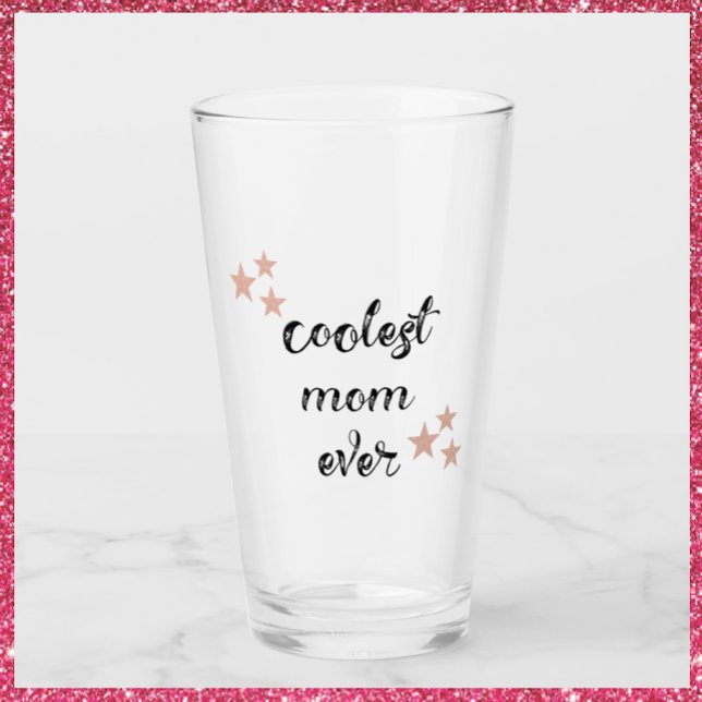 Cute Black and Pink Coolest Mum Ever Glass (Creator Uploaded)
