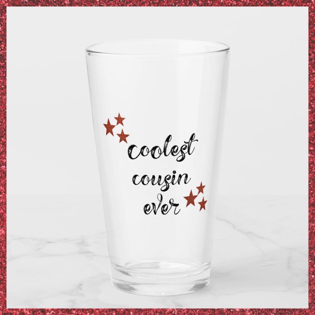 Cute Black and Red Coolest Cousin Ever Glass (Creator Uploaded)