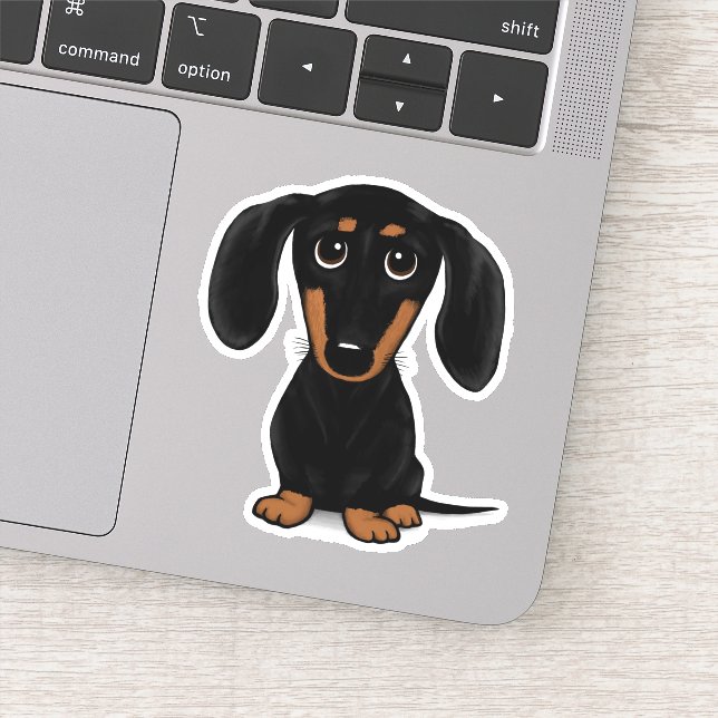 Cute Black and Tan Dachshund Cartoon Dog (Detail)
