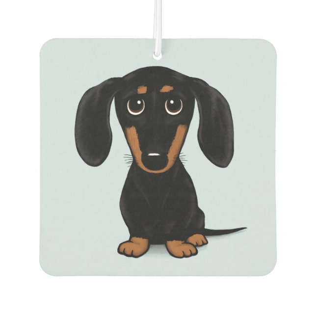 Cute Black and Tan Dachshund | Cartoon Wiener Dog Car Air Freshener (Front)
