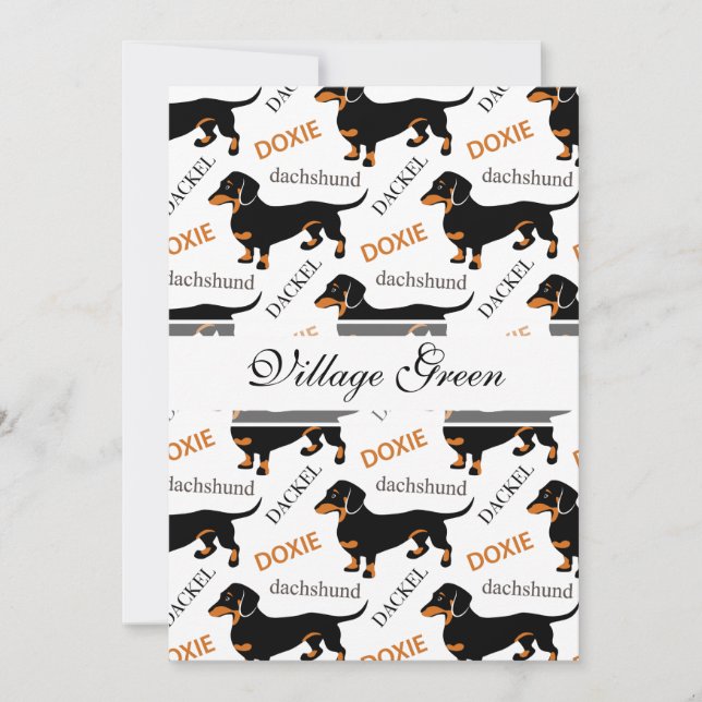 Cute Black and Tan Dachshund Pattern Invitation (Front)