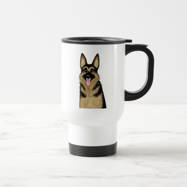 Cute Black and Tan German Shepherd Dog Travel Mug (Right)