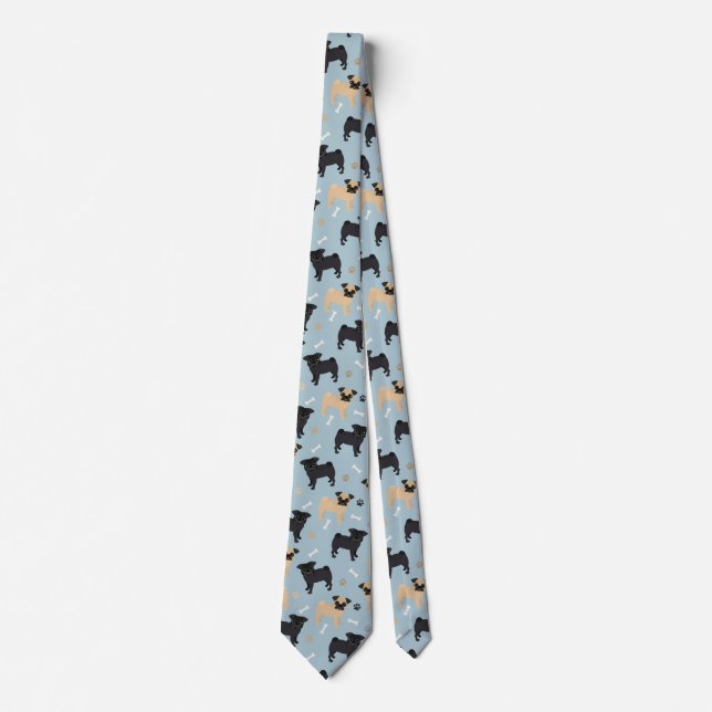 Cute Black and Tan Pugs Pattern Tie (Front)