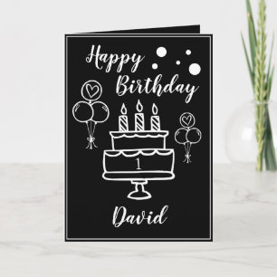 Cute Black and White Cake Grandson 1st Birthday Card