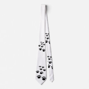 Cute Black And White Cartoon Pet Paw Trail Tie