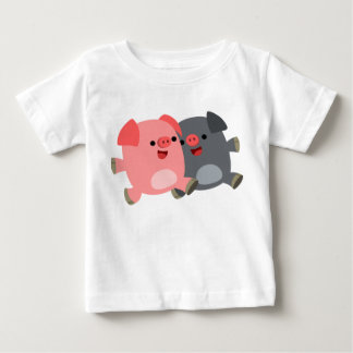 Cute Black and White Cartoon Pigs Baby T-Shirt
