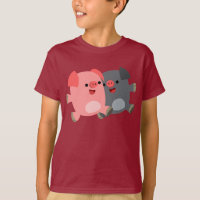 Cute Black and White Cartoon Pigs Children T-Shirt