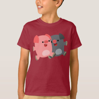 Cute Black and White Cartoon Pigs Children T-Shirt