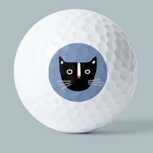 Cute Black and White Cat Golf Balls
