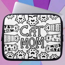 Cute Black and white cat mum with cat paws