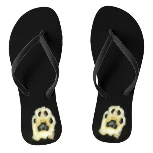 Cute Black and White Cat Paws Jandals
