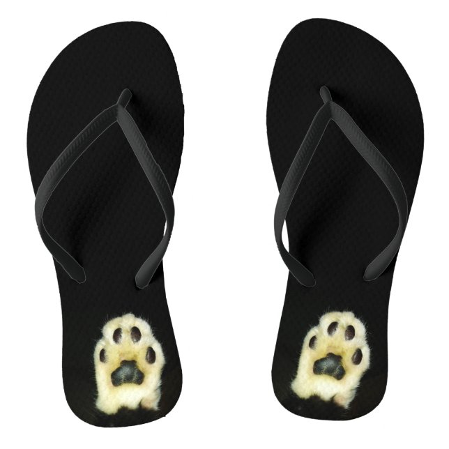 Cute Black and White Cat Paws Jandals (Footbed)