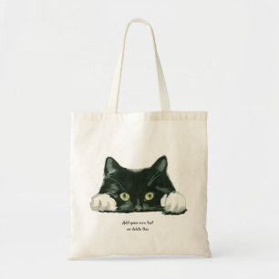 cute black and white cat tote bag