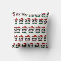 Cute Black and White Cat With Santa Hat Christmas