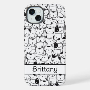 Cute Black And White Cats iPhone 15 Plus Case