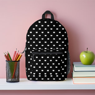 Cute Black and White Cats Pattern Personalised Printed Backpack