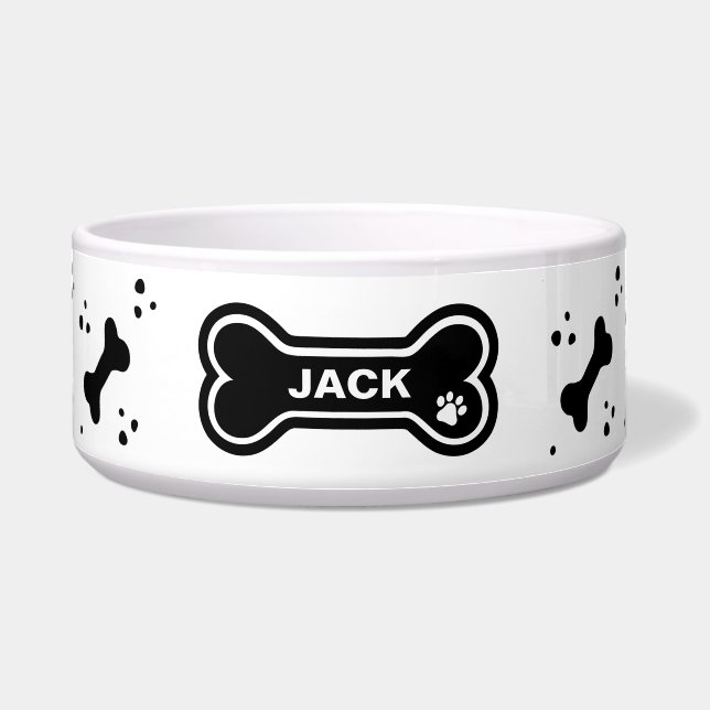 Cute Black and White Dog Bones Personalised (Front)
