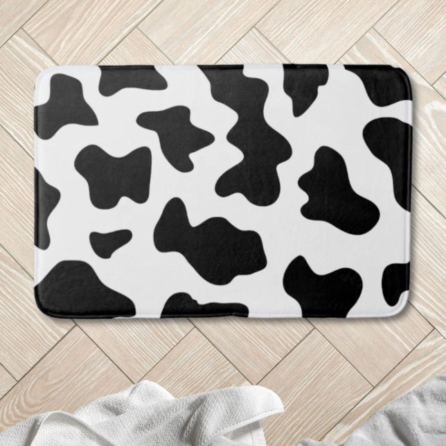 cute  black and white farm dairy cow print bath mat (cute black and white farm dairy cow print bath mat)