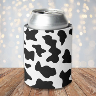 cute  black and white farm dairy cow print can cooler