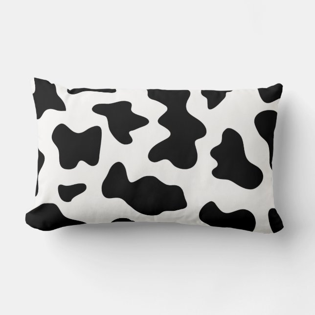 cute  black and white farm dairy cow print lumbar cushion (Front)
