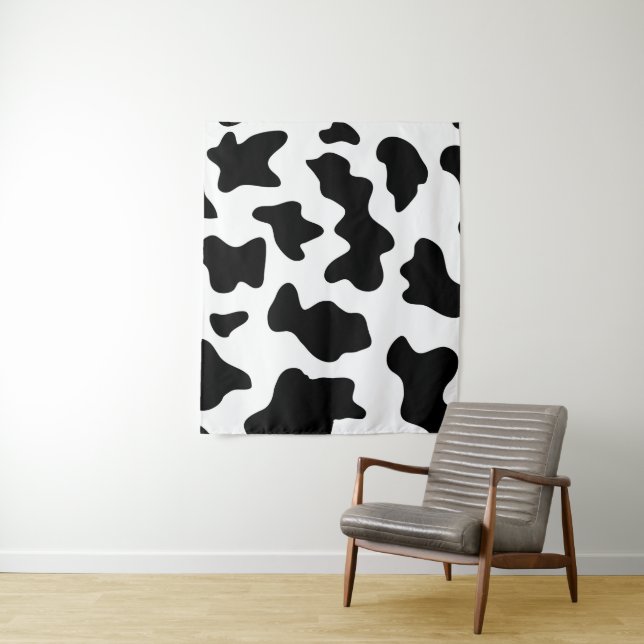 cute  black and white farm dairy cow print tapestry (In Situ)