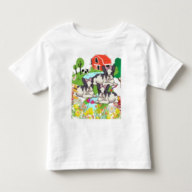 Cute Black And White Farmyard Texas Puppies   Toddler T-Shirt (Front)