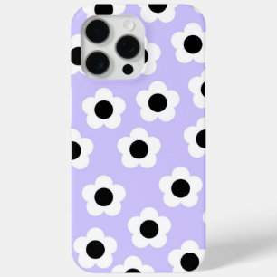 Cute Black and White Flower With Blue Background iPhone 15 Pro Max Case