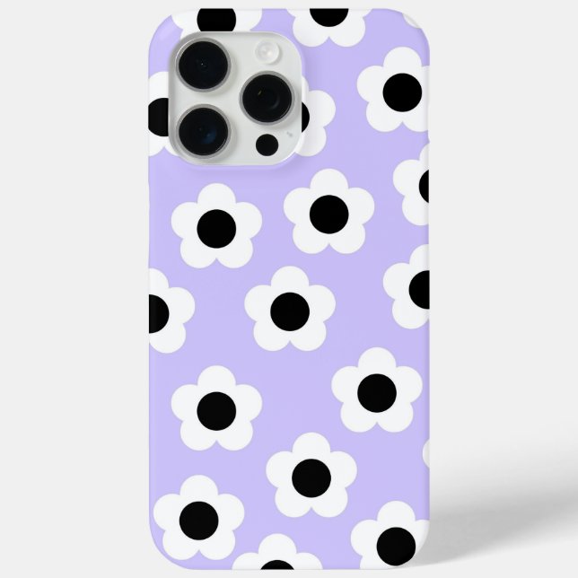 Cute Black and White Flower With Blue Background Case-Mate iPhone Case (Back)